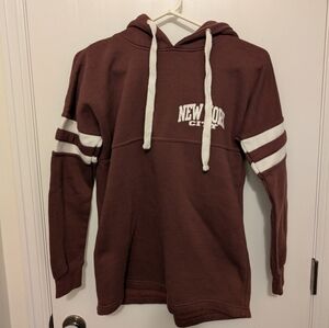 Burgundy Hoodie with White Stripes